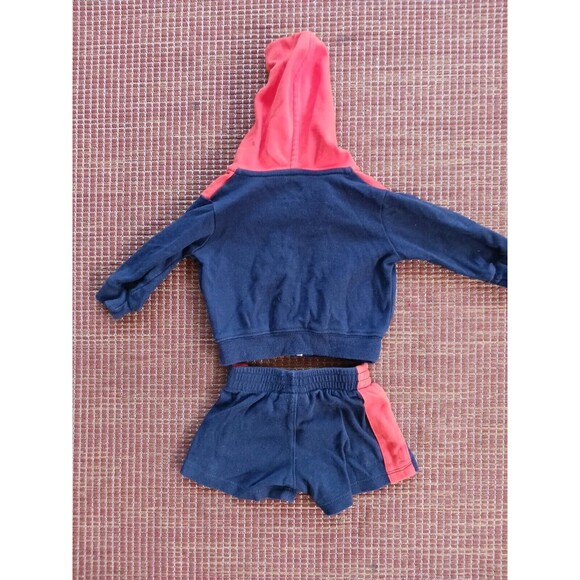 Nike Baby 0/3 Months Blue Orange Zip Up Hoodie and Pullon Shorts Set - Picture 2 of 4